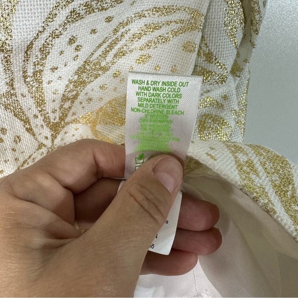 Lilly Pulitzer Gold Black White Christine Strapless Mini Dress Metallic - Picture 8 of 10